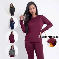 Blusa Térmica Peluciada Manga Comprida Feminina Outono Inverno Fleece Segunda Pele
