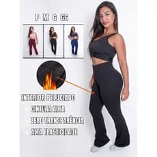 Calça Flare Peluciada Legging Feminina Boca de Sino Flanelada Leg Bailarina Térmica