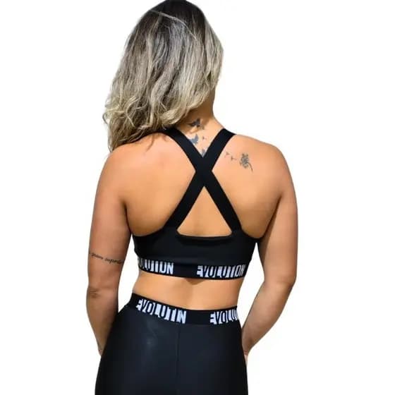 Top Academia Fitness Com Cruzado nas Costas de Elástico Cropped Zero Transparência Forrado Sem Bojo