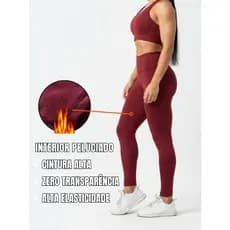 Calça Legging Feminina Peluciada Térmica Forrada Flanelada Outono Inverno Zero Transparência