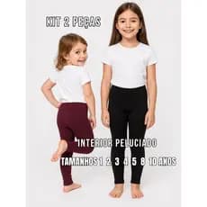 KIT 2 Calça Peluciada Infantil Legging Térmica Flanelada Menina de 1 2 3 4 5 8 10 anos