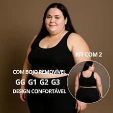 KIT 2 Tops Suplex Com Bojo Removível Cós Largo Academia Cropped Fitness Zero Transparência