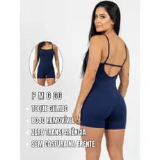 Macaquinho Feminino Academia Alcinha Fitness Zero Transparência Macacao