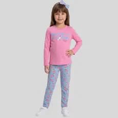 Conjunto Infantil Feminino Menina Inverno Meia Estação Blusa Manga Longa Meia Malha 100% Algodão Legging Cotton