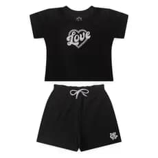 Conjunto Infantil Menina Cropped e Shorts Cotton Love Roupa Infantil Feminina Confortável Verão
