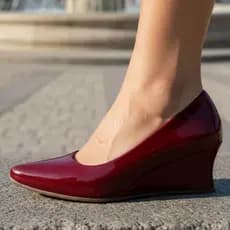 Scarpin Feminino Anabela Slingback Bico Fino Salto Cunha Confortável Elegante 2624-02