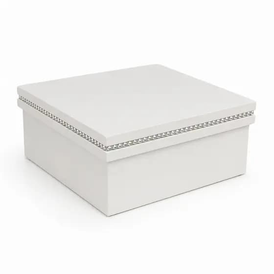 Caixa Com Strass 100% MDF Branca 17x17x7cm Para Presente Lembrancinha Organização Decoração E Festa