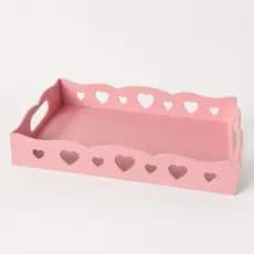 Bandeja Organizadora MDF Rosa 35x23x5cm Para Café Maquiagem Perfume