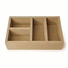 Porta Sachês Organizador MDF Cru 24x14,1cm Com Divisórias Para Condimentos Mesa Balcão Restaurantes