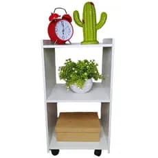 Mesa de Cabeceira com Rodinhas Giratórias 100% MDF Branco