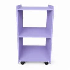 Mesa De Cabeceira MDF Lilás Com Rodinhas 53x27x28cm Criado Mudo Organizador Para Quarto E Decoração