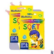 MASSINHA MODELAR SOFT 6 CORES ACRILEX KIT COM 1/2/4/6/8/10 CAIXAS