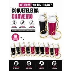 Kit 10 Chaveiros Coqueteleira Mini Academia Fitness 3D Personalizado