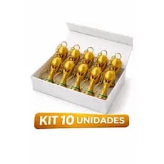Kit 10 Chaveiros Taça Copa do Mundo com Argola Dourada 🏆✨
