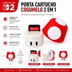 Porta Jogos Nintendo Switch em Formato de Cogumelo Suporte para Cartuchos
