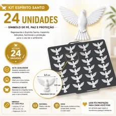 Kit 24 Espírito Santo 3,7cm Branco Decoração Lembrancinha Batizado Igreja Festa Religiosa
