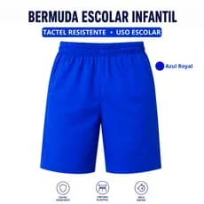 Bermuda Escolar Infantil Masculina Azul Royal Uniforme Menino Juvenil Short 2 a 16 Anos Kit