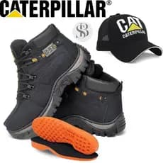 Botinha Coturno Masculino Bota Adventure CAT + Boné CAT + Palmilha Ortopedica em Gel