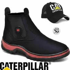 Bota Coturno Botina Masculina Estilo Texana Cano Médio Calce facil + Boné