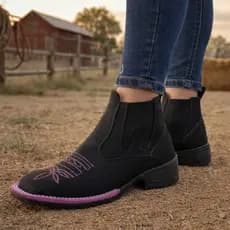 Botina Bota Texana Feminina Bota Coutry Estilo Western Rodeio Calce Facil