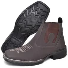 Bota masculina Estilo Western Texana Rodeio Calce Facil Bico Quadrado Bordado