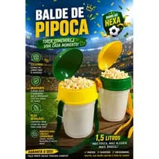 Kit 2 Balde De Pipoca Com Tampa E Alca 1,5lts Copa Do Mundo