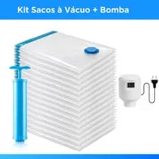Kit Saco a Vacuo com Bomba Elétrica ou Manual Organização de Roupas Mala Viagem Guarda Roupa