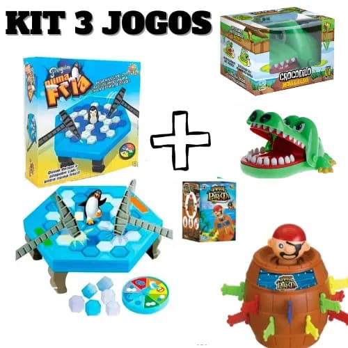 Crocodilo Pirata Pinguim Morde Dedo Pula Barril Quebra Gelo Jogos Infantis Brinquedos