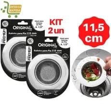 Kit 2 Ralo para Pia Grande Com Borda de Cozinha em Inox 11,5cm