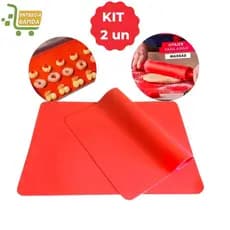 Kit 2 Tapete Culinário De Silicone Antiaderente para Amassar Assar Grelhar Cozinha