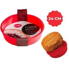 Forma de Bolo Silicone Redonda Lisa 24cm