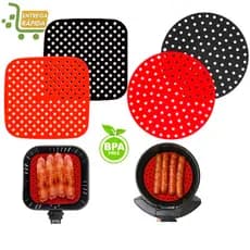 Tapete De Silicone Para Air Fryer Forno Fritadeira Antiaderente Reutilizável Quadrado e Redondo