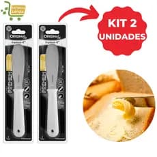Kit 2 Espátulas Faca 2 em 1 Com Serra P/ Pão Manteiga Patê Creme