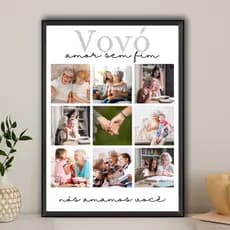 Quadro Vovó Personalizado Com Fotos e Moldura de Madeira (Enviar as fotos após a compra)