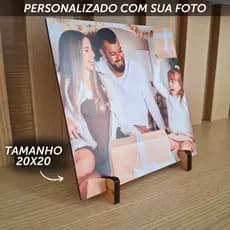 Quadros de Mesa 20x20cm Personalizado Sua Foto Casal, Pet, Família, Natal - Enviar foto no chat