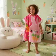 Toalha poncho infantil estampa coelho piscina praia banho