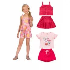 Kit Sortido 2 Peças de Roupas Infantil  Verão- 1 Camisas + 1 Shorts