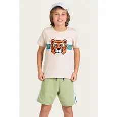 Conjunto Masculino Infantil Verão Tiger Creme