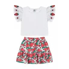 Conjunto Infantil Feminino Flor De Morango