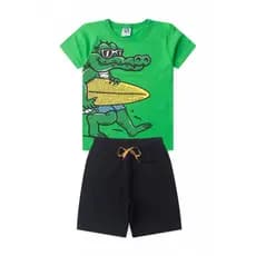 Conjunto Infantil Masculino Surfando No Pantano