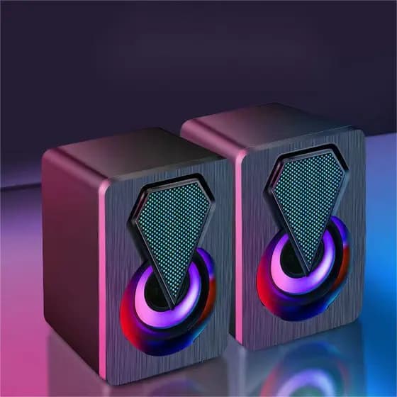 Caixa de som Pc Gamer Com Luz RGB Estéreo 2.0 Para Computador Notebook