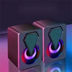 Caixa de som Pc Gamer Com Luz RGB Estéreo 2.0 Para Computador Notebook