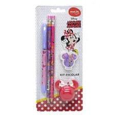 Kit Face Minnie Mouse Molin / Papelaria  / Material Escolar  / Apontador Minnie  / Caneta Minnie  / Lápis Minnie