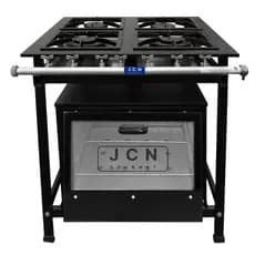 Fogão Industrial 4 Bocas 30x30 Baixa Pressão  P7 com Forno Tampa de Vidro JCN