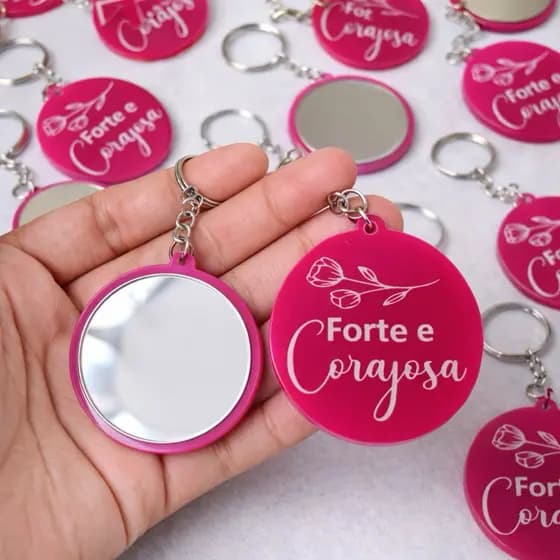 Chaveiro Personalizado com Espelho — 5 cm