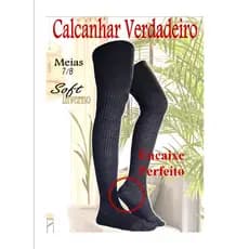 02 Pares de Meias 7/8 Soft Inverno Barra Inglesa Térmica De Lã para o Frio do Inverno - Meia Feminina 7/8