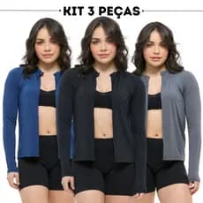 Kit 3 cardigan feminino casaquinho academia proteção uv casaco térmico