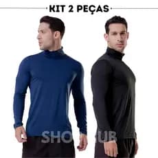 kit 2 blusa gola alta masculina camisa termica segunda pele proteção solar