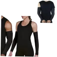PRETO - 1 Pacote com 2 Manguitos - Compressão Unissex Proteção Solar e Frio, Ciclismo, Corrida e Academia