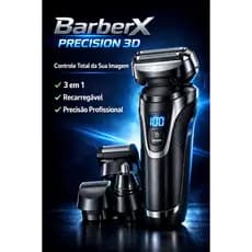 Aparador de Barba Elétrico 3 em 1 Recarregável Bivolt Barber Precision 3D Máquina Profissional